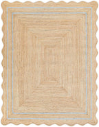 Wave Scalloped Natural Jute Runner Boho Jute Entryway Farmhouse Scallop Rug, Gray (10'x14')