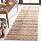 SAFAVIEH Natural Fiber Collection Runner Rug - 2'3" x 8', Ivory & Natural, Handmade Boho Farmhouse Rustic Jute & Cotton Jute, Ideal for High Traffic Areas in Living Room, Bedroom (NFB654A)