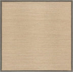 SAFAVIEH Area Rug 6' Square - Natural Fiber Collection - Maize & Grey, Sisal, Woven Design with Border (NF141G)
