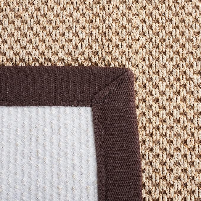 SAFAVIEH Area Rug 4x6 - Natural Fiber Collection - Maize & Brown, Sisal, Woven Design with Border (NF141C)