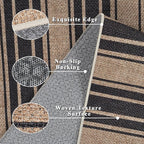 Striped Easy Jute Rug 5x7 Outdoor Patio Rug Washable Rugs for Living Room Bedroom Non Slip Non Shedding Neutral Farmhouse Indoor Outdoor Carpet for Backyard Patio Office