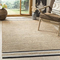 SAFAVIEH Natural Fiber Collection Area Rug - 9' Square, Natural & Black, Handmade Farmhouse Boho Coastal Rustic Jute, Ideal for High Traffic Areas in Living Room, Bedroom (NF874B)
