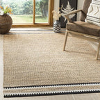SAFAVIEH Natural Fiber Collection Area Rug - 9' x 12', Natural & Black, Handmade Farmhouse Boho Coastal Rustic Jute, Ideal for High Traffic Areas in Living Room, Bedroom (NF874B)