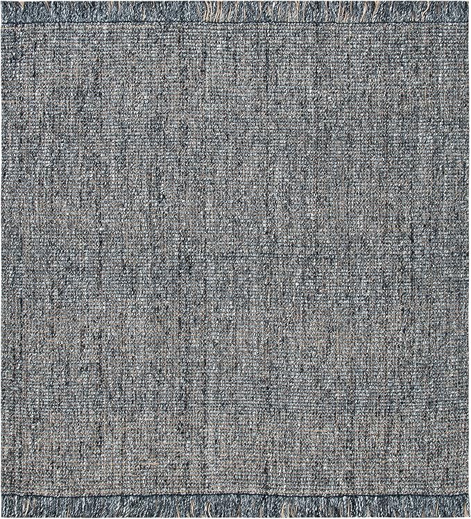 SAFAVIEH Natural Fiber Collection Area Rug - 6' Square, Charcoal & Natural, Handmade Woven Fringe Jute, Ideal for High Traffic Areas in Living Room, Bedroom (NF826H)