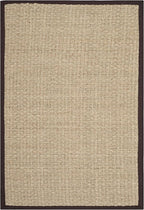 SAFAVIEH Area Rug 3x5 - Natural Fiber Collection - Natural & Dark Brown, Seagrass, Basketweave Pattern with Border (NF114K)
