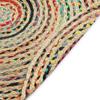 · REDEARTH · Jute Cotton Chindi Area Rug - 3' Round Rug, Handwoven, Non-Shedding, Soft & Durable – Multi Tones for Home Décor in Living Room, Dining Room, Bedroom
