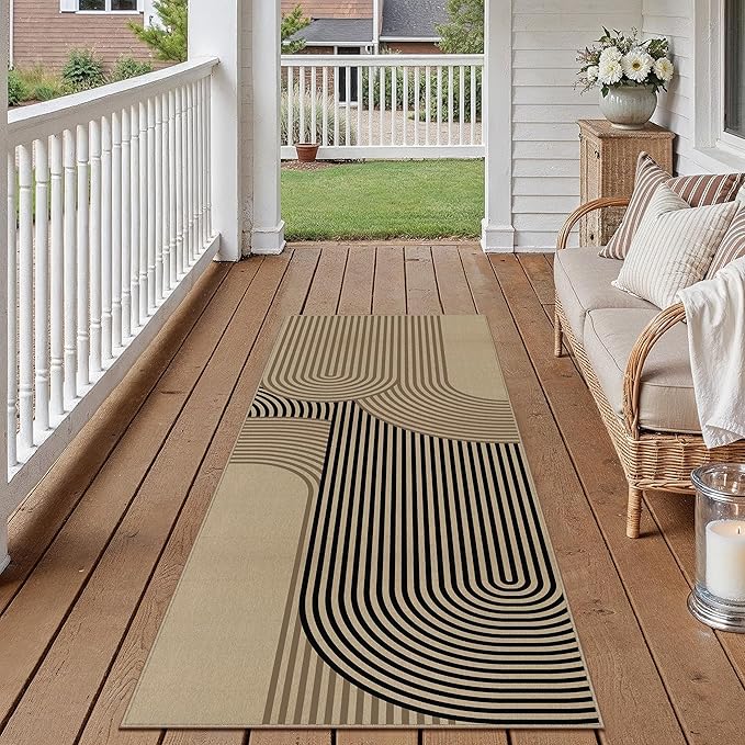 Modern Rainbow Hallway Runner Rug 2x6 Easy Jute Washable Rugs for Entryway Kitchen Farmhouse Indoor Outdoor Carpet Non Slip Runner for Porch Bedroom Laundry Front Door