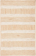 SAFAVIEH Natural Fiber Collection 2' x 3' Natural/Ivory NF887A Handmade Stripe Jute Entryway Living Room Foyer Bedroom Accent Rug