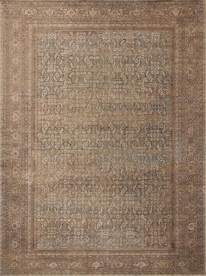 Loloi Amber Lewis Cambria Collection CBR-07 Ocean/Bark 6'-0" x 9'-0" Area Rug Jute, Neutral, Vintage Style, Antique Tone, Living, Bedroom, Dining, Carpet
