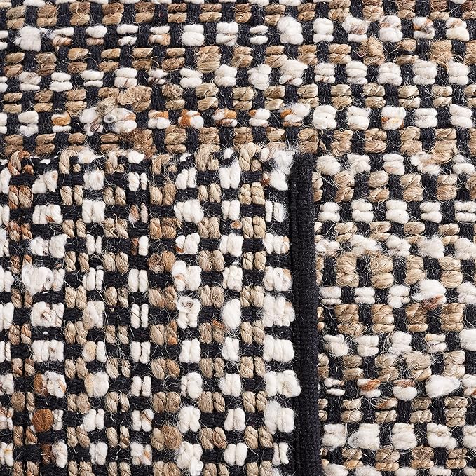 SAFAVIEH Natura Collection Runner Rug - 2'3" x 8', Black & Ivory, Handmade Flat Weave Wool & Jute, Ideal for High Traffic Areas in Living Room, Bedroom (NAT349Z)