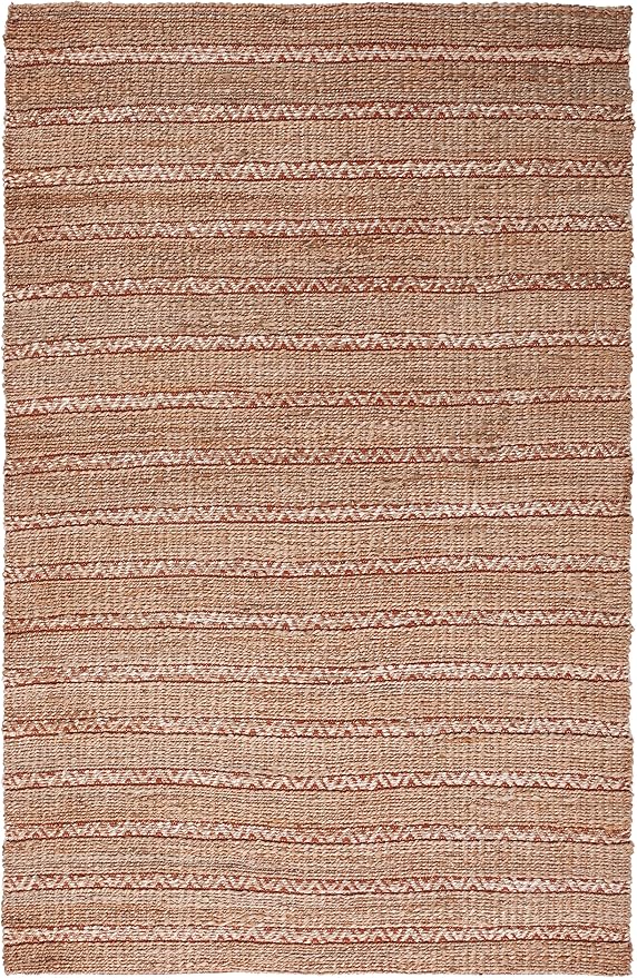 SAFAVIEH Natural Fiber Collection Accent Rug - 4' x 6', Rust & Natural, Handmade Flat Weave Stripe Jute & Cotton Jute, Ideal for High Traffic Areas in Entryway, Living Room, Bedroom (NFB655P)