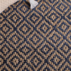 SAFAVIEH Natural Fiber Collection Accent Rug - 2' x 3', Tropical Blue & Natural, Handmade Boho Diamond Tassel Jute, Ideal for High Traffic Areas in Entryway, Living Room, Bedroom (NF266D)