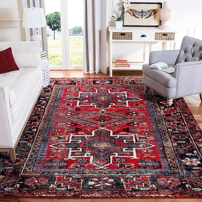SAFAVIEH Area Rug 9x12 - Vintage Hamadan Collection - Large - Red & Multi, Traditional Persian Design, Non-Shedding & Easy to Clean, Ideal for Living Room, Bedroom, Dining Space (VTH211A)