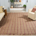 SAFAVIEH Area Rug 8x10 - Natural Fiber Collection - Large - Natural & Wine, Handmade Jute, Ideal for Living Room, Bedroom, Dining Space (NF602S)