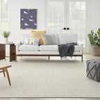 Nourison Home Courtyard Ivory Silver 9' x 12' Area Rug - Easy Clean, Non Shedding, Bed Room, Living Room, Dining Room, Kitchen (9' x 12')