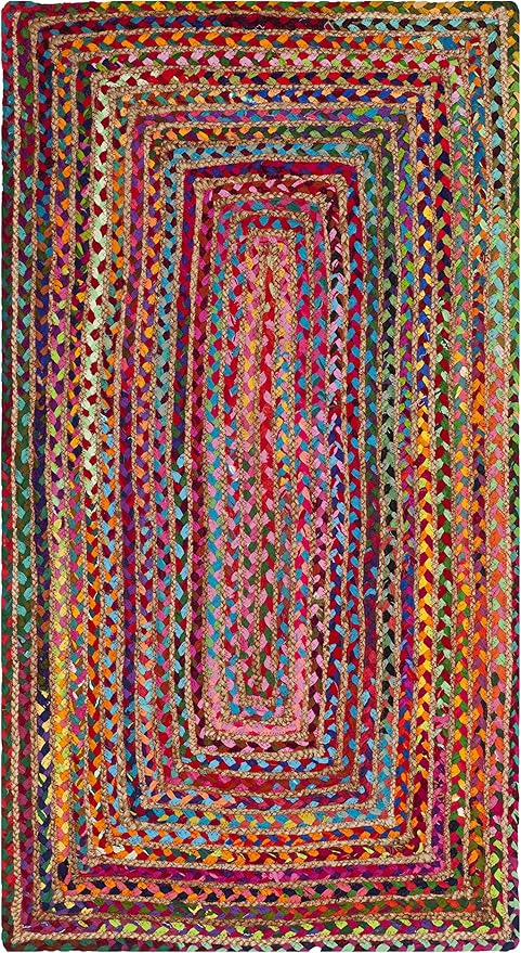 SAFAVIEH Cape Cod Collection Area Rug - 2'3" x 5', Red & Multi, Handmade Jute & Cotton, Woven Braided Design (CAP202A)