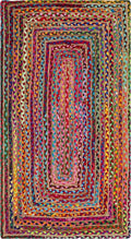 SAFAVIEH Cape Cod Collection Area Rug - 2'3" x 5', Red & Multi, Handmade Jute & Cotton, Woven Braided Design (CAP202A)