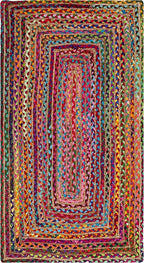 SAFAVIEH Cape Cod Collection Area Rug - 2'3" x 5', Red & Multi, Handmade Jute & Cotton, Woven Braided Design (CAP202A)