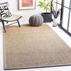 SAFAVIEH Area Rug 5x8 - Natural Fiber Collection - Natural & Grey, Seagrass, Basketweave Pattern with Border (NF114P)