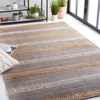 SAFAVIEH Natural Fiber Collection Accent Rug - 3' x 5', Grey & Natural, Handmade Flat Weave Stripe Jute & Cotton, Ideal for High Traffic Areas in Entryway, Living Room, Bedroom (NFB652F)