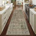Light Brown Runner Rug 2x12 Vintage Area Rug Hallway Indoor Kitchen Washable Living Room Carpet Tribal Distressed Rug Retro Accent Throw Rug for Office Dining Room Bathroom