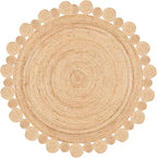 SAFAVIEH Natural Fiber Round Collection 6' Round Natural NFB307A Handmade Boho Country Charm Jute Area Rug