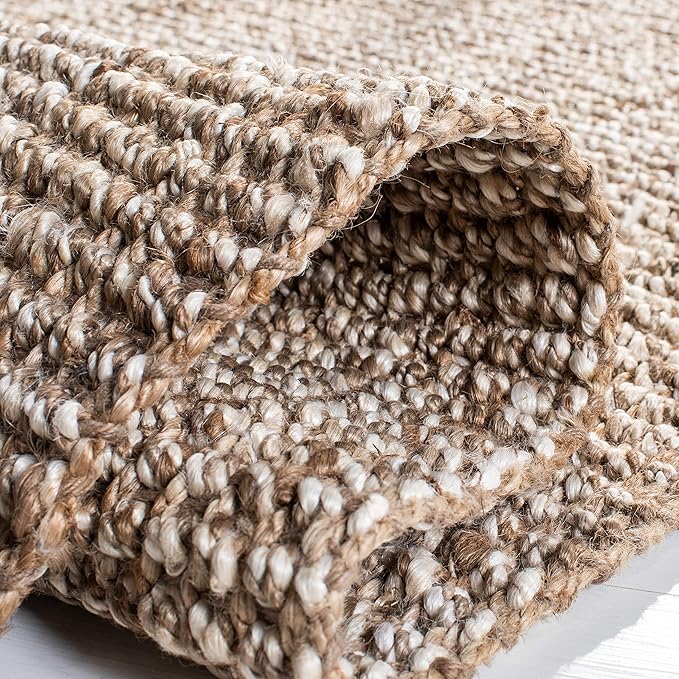 SAFAVIEH Natural Fiber Collection X-Large Area Rug - 11' x 15', Grey & Beige, Handmade Woven Fringe Jute, Ideal for High Traffic Areas in Living Room, Bedroom (NF825F)