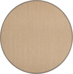 SAFAVIEH Area Rug 6' Round - Natural Fiber Collection - Maize & Grey, Sisal, Woven Design with Border (NF141G)