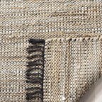 SAFAVIEH Vintage Leather Collection Accent Rug - 4' x 6', Beige, Handmade Boho Fringe Leather & Jute, Ideal for High Traffic Areas in Entryway, Living Room, Bedroom (VTL203B)