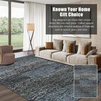 RUGSURE Washable Area Rug - 1/6 Thick - Stain & Water Resistant Non-Slip - Resistant Rug for Living Room, Bedroom, Nursery, Pet & Child Friendly, Vintage Charm Area Rugs (Darkgrey+Bule, 4' x 6')