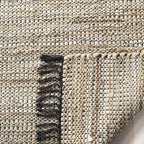SAFAVIEH Area Rug 8x10 - Vintage Leather Collection - Large - Beige, Handmade Boho Fringe Leather & Jute, Ideal for Living Room, Bedroom, Dining Space (VTL203B)