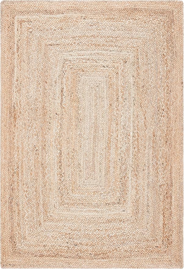 SAFAVIEH Area Rug 4x6 - Cape Cod Collection - Natural Brown, Handmade Braided Flat Weave Jute (CAP252A)