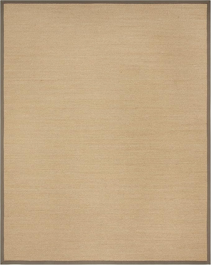 SAFAVIEH Area Rug 11x15 - Natural Fiber Collection - Large - Maize & Grey, Sisal, Woven Design with Border (NF141G)
