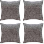 Home Brilliant Gray Pillow Covers 18x18 Inch Soft Lined Linen Throw Pillow Cases Spring Decorative Throw Pillow Covers for Couch Sofa Garden Car, Pack of 4, 18 x 18 Inch, Ash Grey