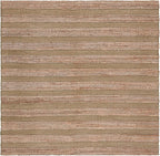 SAFAVIEH Natural Fiber Collection Area Rug - 6'6" Square, Green & Natural, Handmade Boho Farmhouse Rustic Jute & Cotton Jute, Ideal for High Traffic Areas in Living Room, Bedroom (NFB654Y)
