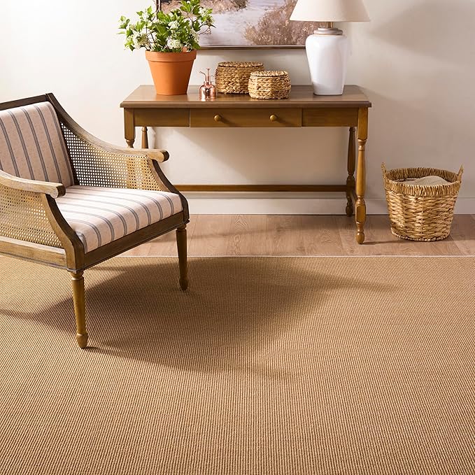 Martha Stewart x SAFAVIEH Area Rug Collection - 8' x 10', Natural & White, Sisal & Jute, Farmhouse Style, Ideal for Living Room, Bedroom, Office, Dining Space (MSR9501H)