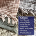 KyraHome Muslin Blankets for Adults, Kids, 50"x60", 100% Organic Cotton Throw Blanket, Plant-Dyed, Breathable Lightweight Throw Blanket for Couch, All Season (Oatmeal Khaki Tan)