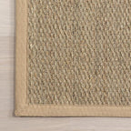 nuLOOM 2x14 Elijah Seagrass Area Rug, Beige, Solid Farmhouse Style, Cotton Bordered, Basketweave, Natural Fiber, For Bedroom, Dining Room, Living Room, Hallway, Office, Kitchen, Entryway