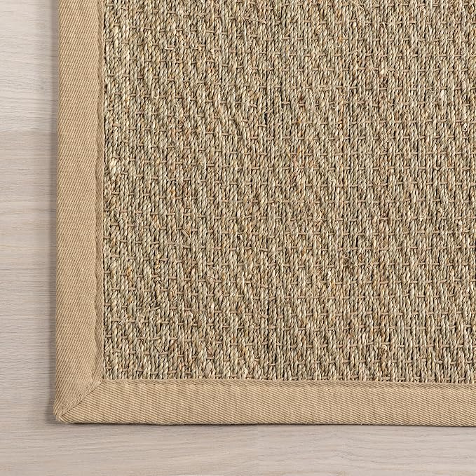 Nuloom Elijah Beige/Natural, 2'6" x 6', Basketweave, Seagrass, Soft and Textured, High Traffic, Stain Resistant, Easy Clean, Durable Runner for Bedroom, Living Room, Dining, Den, Foyer, Entryway