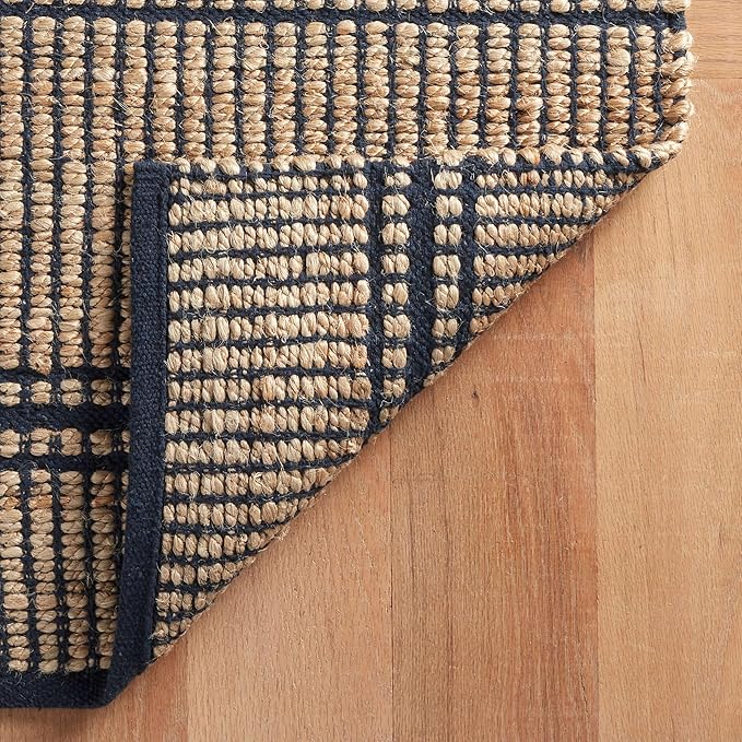 Dash & Albert Arbor Handwoven Jute Rug, 8 X 10 Feet, Navy Stripe Pattern