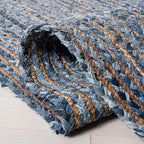 SAFAVIEH Cape Cod Collection Runner Rug - 2'3" x 14', Blue & Natural Brown, Handmade Jute & Cotton, Woven Braided Design (CAP202M)