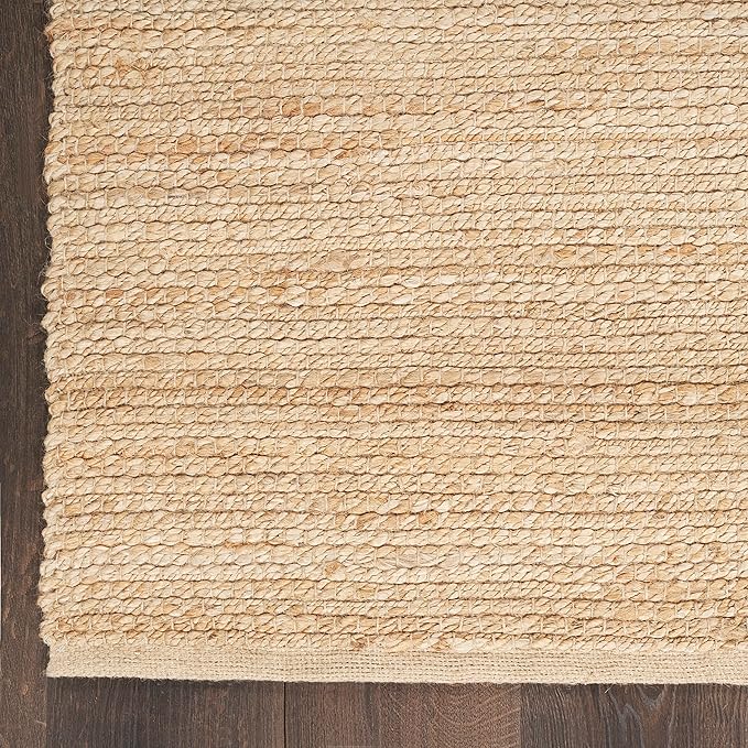 Nourison Home Natural Jute Bleached 3' x 5' Area Rug - Easy Clean, Non Shedding, Bed Room, Living Room, Dining Room, Kitchen (3' x 5')