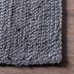 nuLOOM 10x14 Rigo Jute Hand Woven Area Rug, Navy, Solid Farmhouse Design, Natural Fiber, For Bedroom, Living Room, Dining Room, Hallway, Office, Kitchen, Entryway