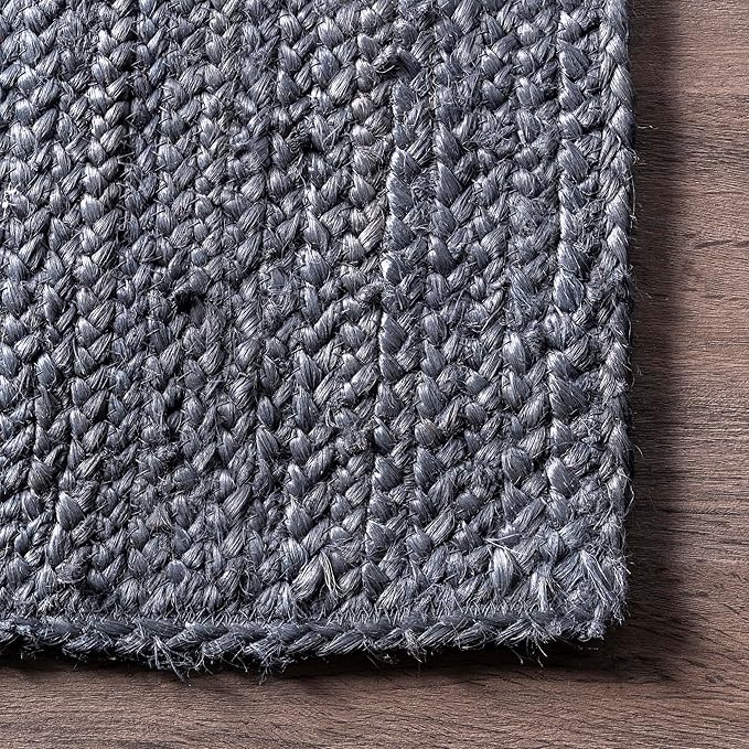 nuLOOM 3x5 Rigo Jute Hand Woven Area Rug, Navy, Solid Farmhouse Design, Natural Fiber, For Bedroom, Living Room, Dining Room, Hallway, Office, Kitchen, Entryway
