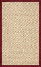 SAFAVIEH Area Rug 3x5 - Natural Fiber Collection - Maize & Burgundy, Sisal, Woven Design with Border (NF141D)