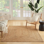 Nourison Home Natural Jute Natural 5' x 7' Area Rug - Easy Clean, Non Shedding, Bed Room, Living Room, Dining Room, Kitchen (5' x 7')
