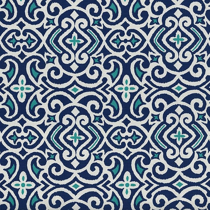 Pillow Perfect Damask Indoor/Outdoor Chair Seat Cushion, Tufted, Weather, and Fade Resistant, 19" x 19", Blue/White New Damask, 2 Count