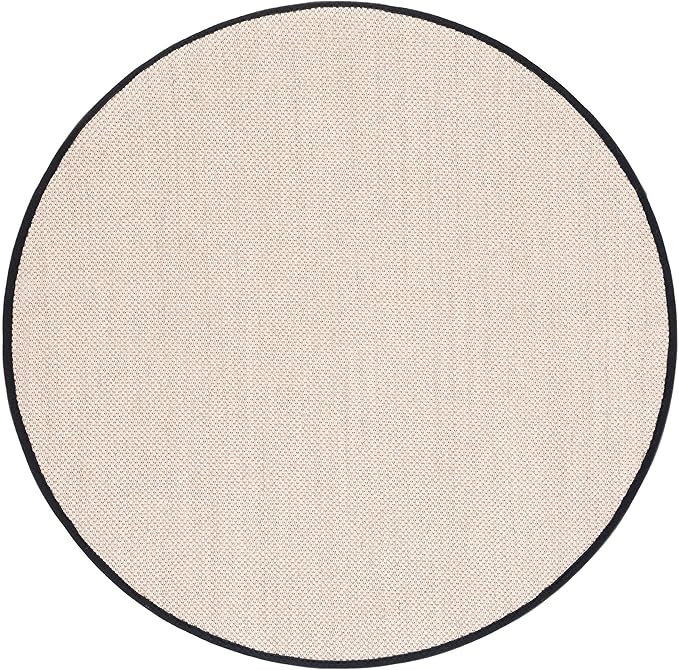 Safavieh Area Rug 8' Round - Natural Fiber Collection - Marble & Black, Sisal, Woven Design with Border (NF143A)