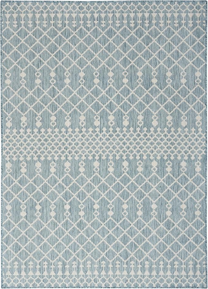 Nourison Home Positano Aqua 6' x 9' Area Rug - Easy Clean, Non Shedding, Bed Room, Living Room, Dining Room, Kitchen (6' x 9')