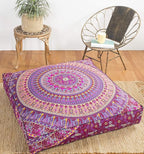 Popular Handicrafts Floor Pillow Cushion Cover - Hippie Mandala Square Ottoman Indian Elephant Camel Daybed Oversized Cotton Cushion Cover with Heavy Duty Zipper - Dog-Pets Bed, 35" Maroon Pink